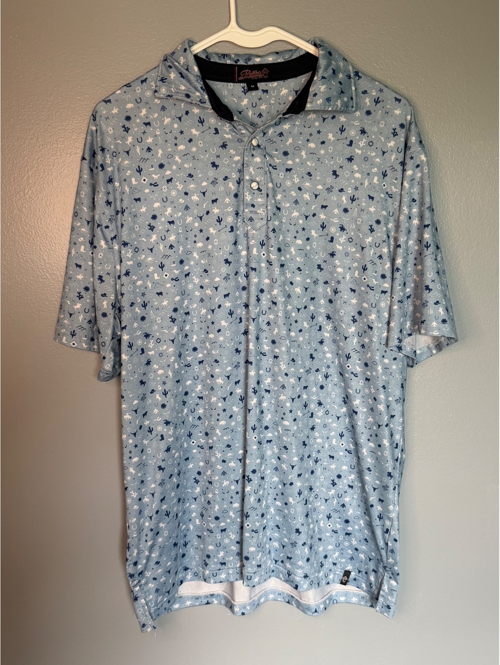 Rollies Men's Medium Polo Shirt with Western Pattern
